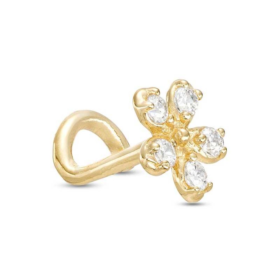 Banter 14K Gold Cz Flower Nose Screw Stud - 20G 5/16" Nose