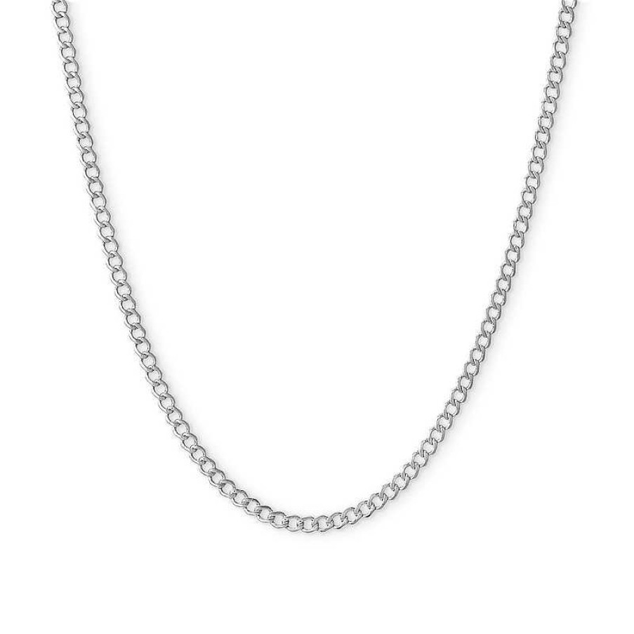 Banter 10K Hollow White Gold Beveled Curb Chain - 24" Necklaces