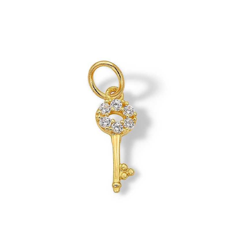 Banter 14K Semi-Solid Gold Cz Key Charm Charms