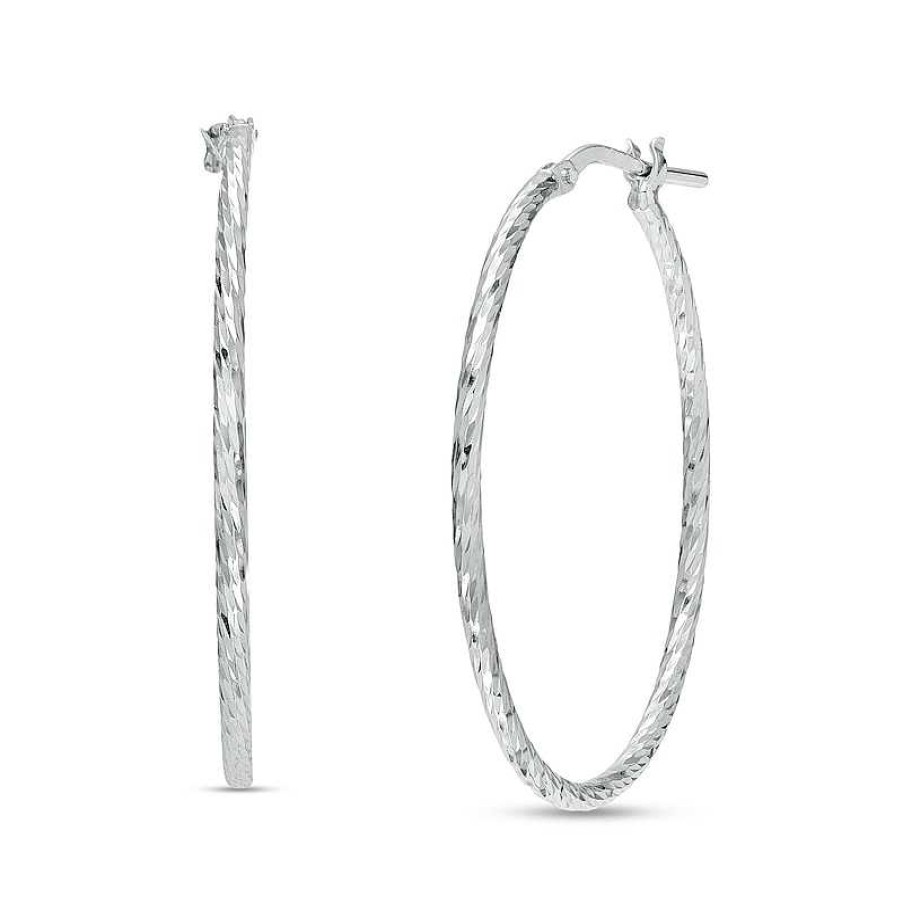 Banter 1.5Mm Diamond-Cut Rope Textured Hoop Earrings In Hollow Sterling Silver Earrings