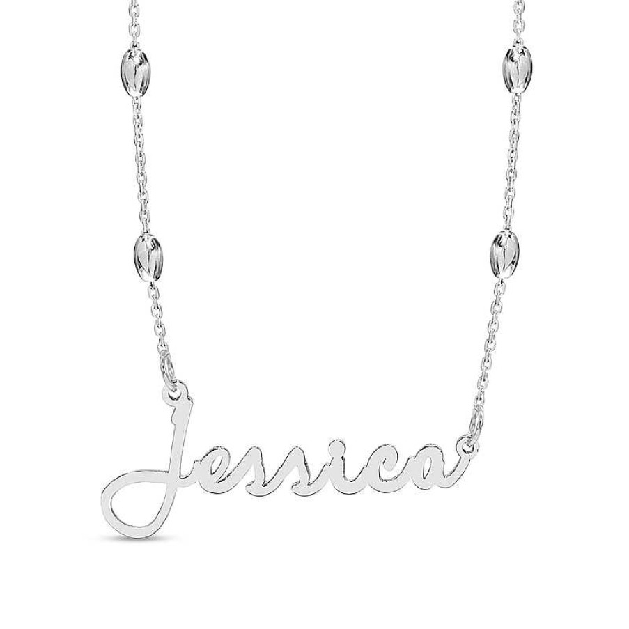 Banter Script Nameplate Saturn Chain Necklace In Sterling Silver - 18" Necklaces