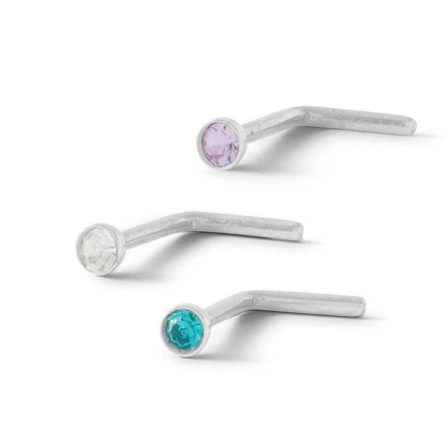 Banter Solid Stainless Steel Multi-Color Crystal Nose Stud Set - 20G Nose