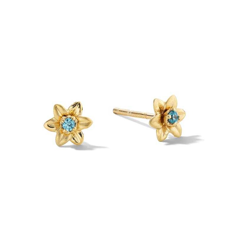 Banter 10K Solid Gold Cz Daffodil Studs Earrings