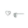 Banter Child'S Cubic Zirconia Petite Heart Outline Stud Earrings In Sterling Silver Earrings