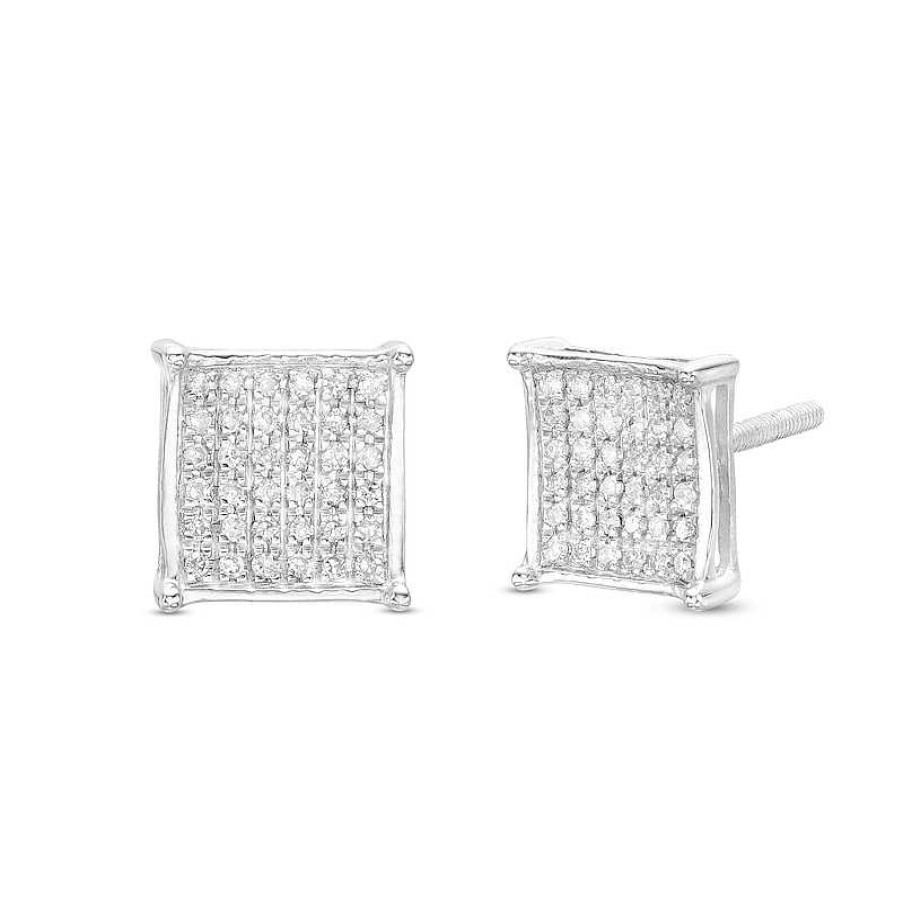 Banter 1/10 Ct. T.W. Diamond Concave Square Stud Earrings In Sterling Silver Earrings