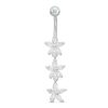 Banter Solid Stainless Steel Cz Marquise Triple Flower Dangle Belly Button Ring - 14G Belly Button