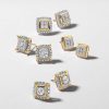 Banter 10K Solid Gold 1/4 Ct. T.W. Lab-Created Diamond Nine Stone Square Frame Studs Earrings