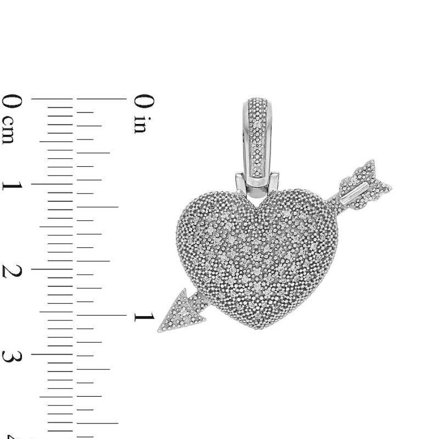 Banter 1/6 Ct. T.W. Diamond Heart Arrow Necklace Charm In Sterling Silver Charms