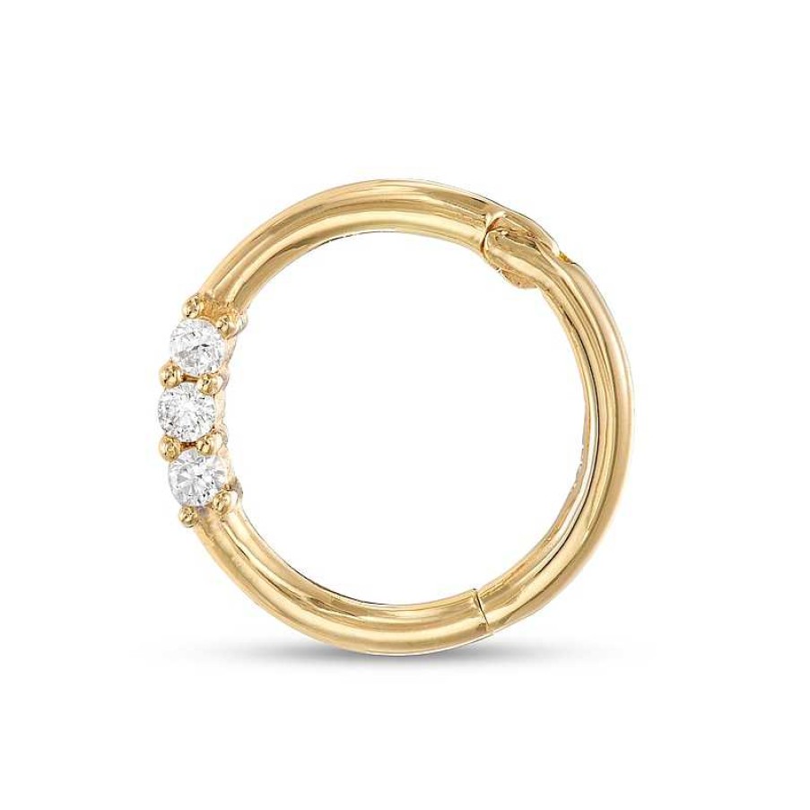 Banter 14K Semi-Solid Gold Cz Three Stone Nose Ring - 5/16" Nose