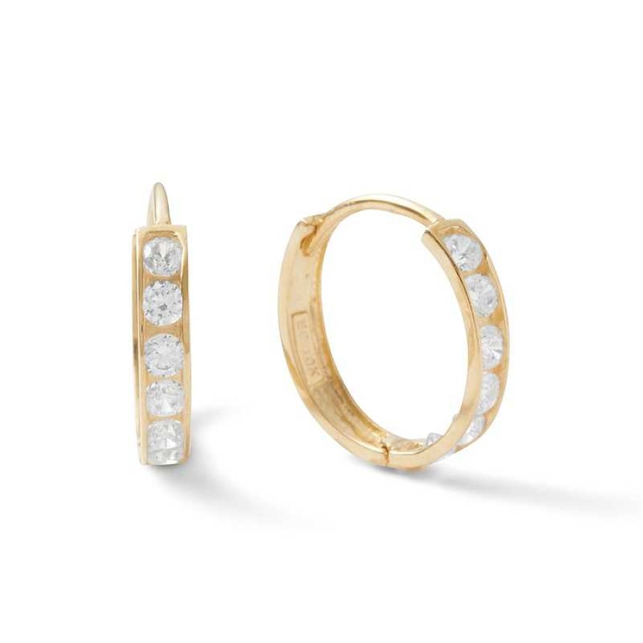 Banter Cubic Zirconia 9Mm Huggie Hoop Earrings In 10K Solid Gold Earrings