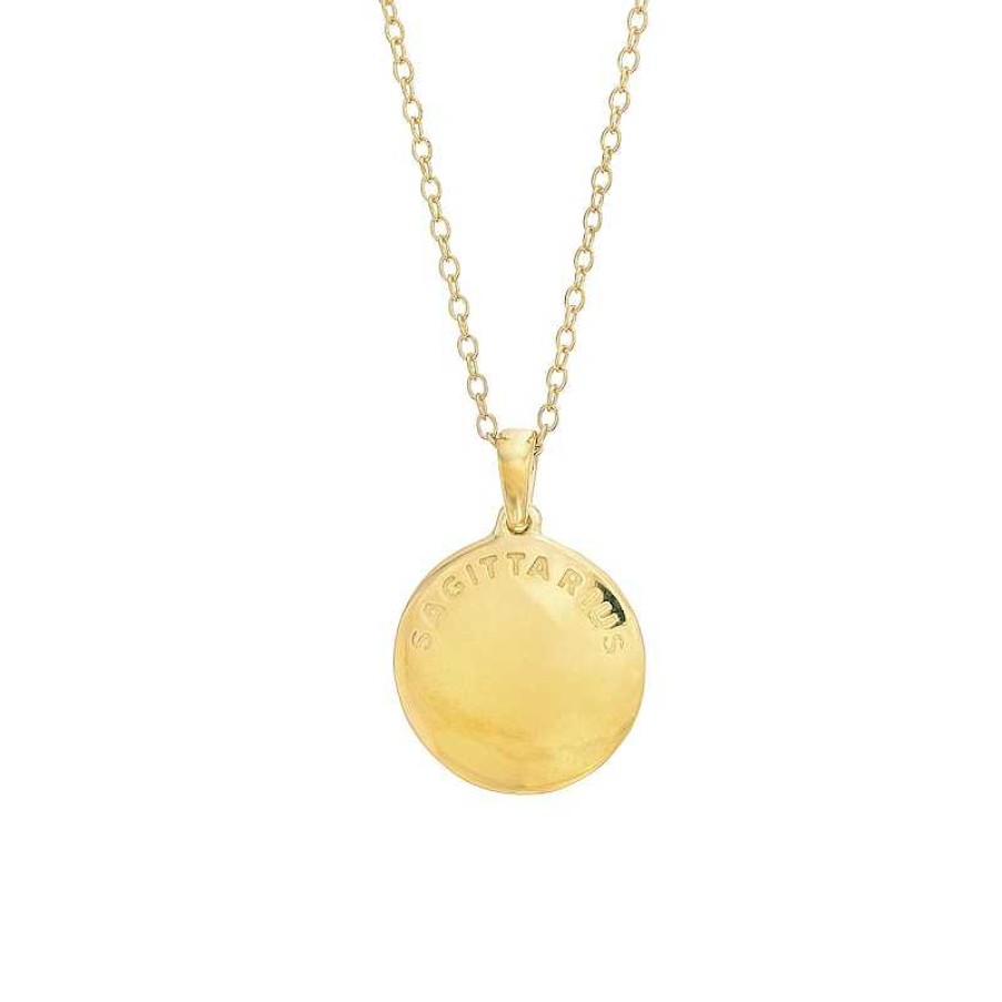 Banter Diamond Accent Saggitarius Zodiac Disc Necklace In Sterling Silver With 14K Gold Plate - 18" Necklaces