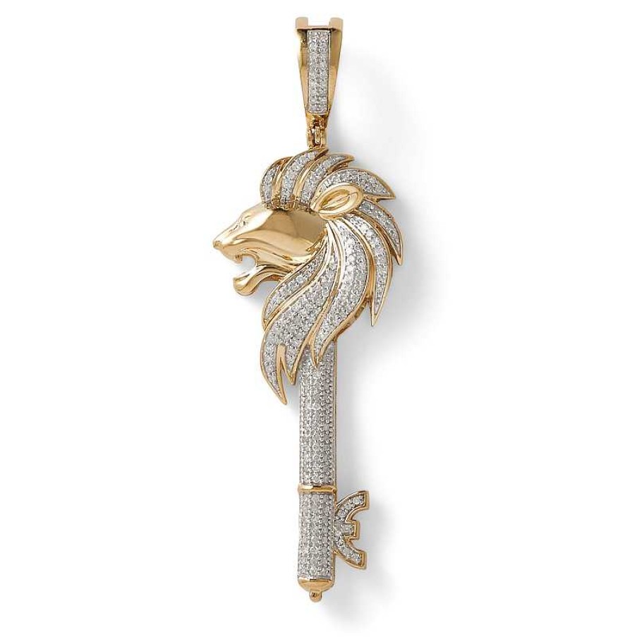 Banter 1/2 Ct. T.W. Diamond Lion Key Necklace Charm In 10K Gold Charms