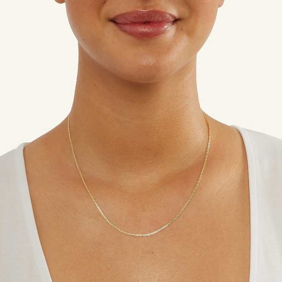 Banter 040 Gauge Mariner Chain Necklace In 14K Solid Gold Bonded Sterling Silver - 18" Necklaces