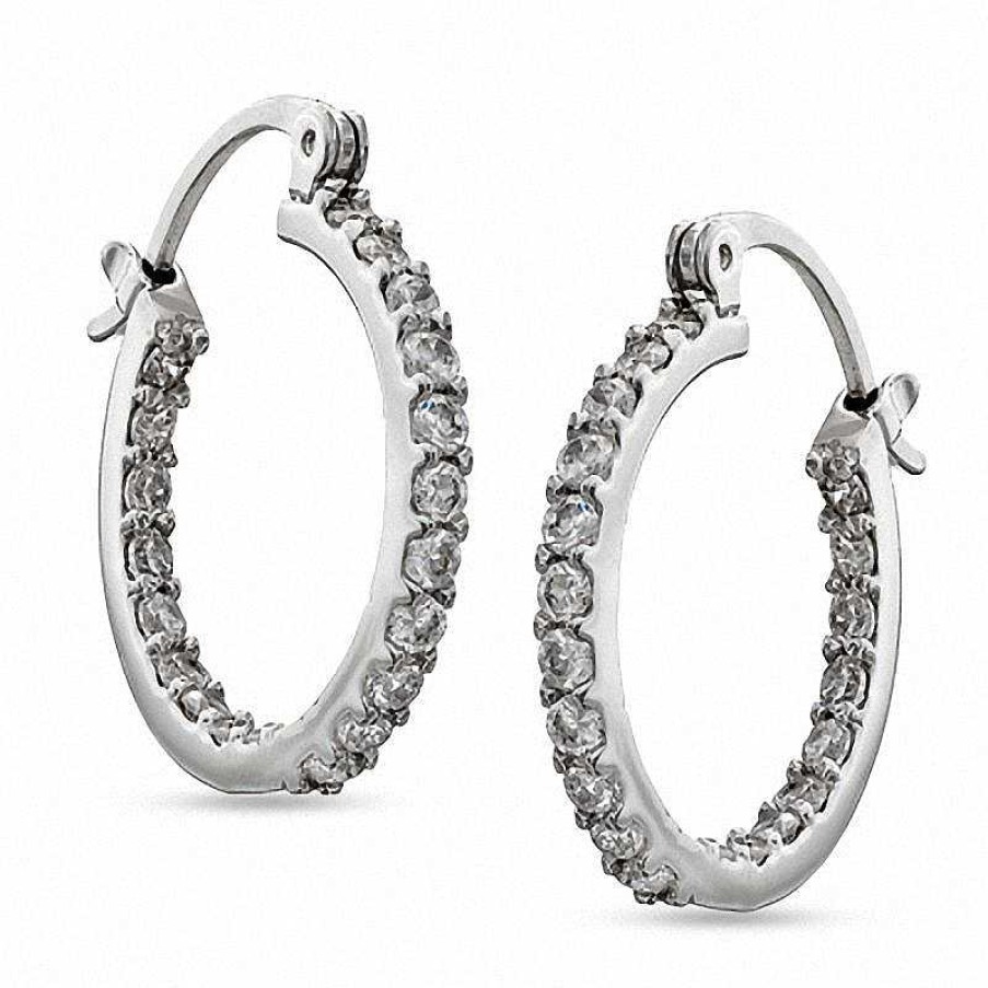 Banter Cubic Zirconia 15Mm Inside-Out Hoop Earrings In Sterling Silver Earrings