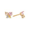 Banter Child'S Multi-Color Cubic Zirconia Butterfly Stud Earrings In 14K Gold Earrings