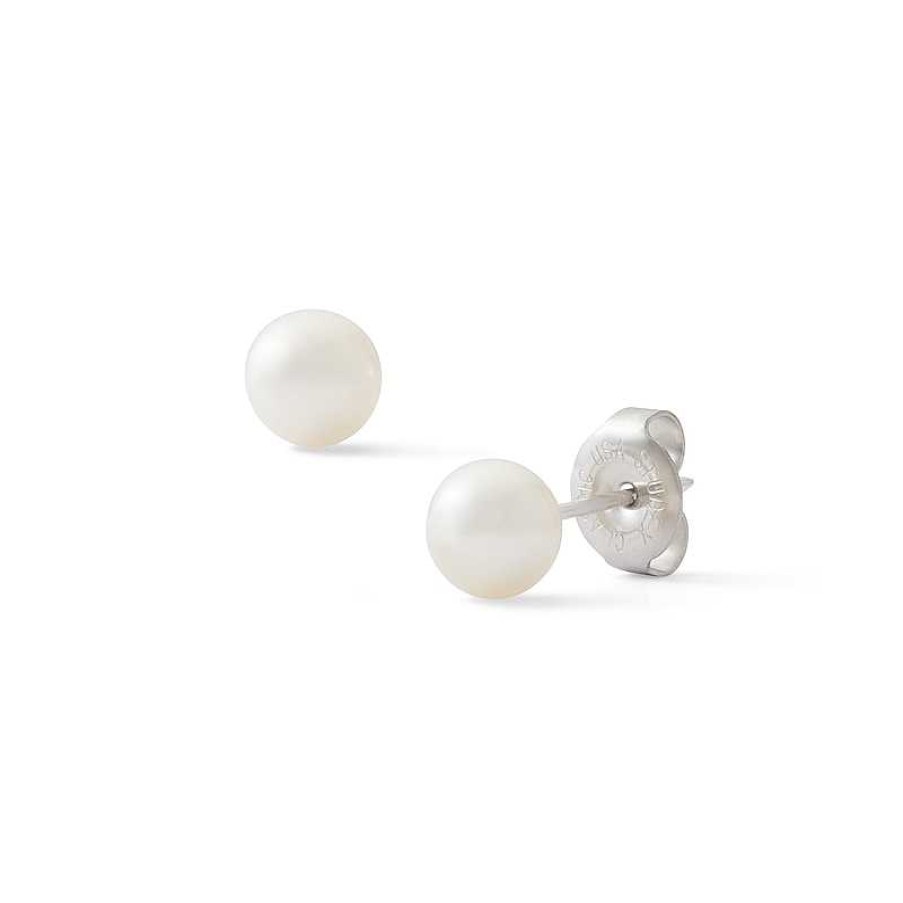 Banter 5Mm Cultured Freshwater Pearl Stud Piercing Earring In 14K Solid White Gold Earrings