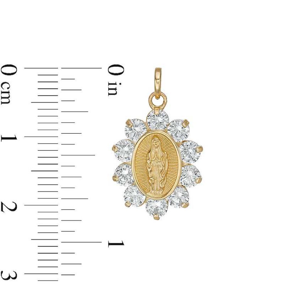 Banter 3.5Mm Cubic Zirconia Shadow Frame Our Lady Of Guadalupe Oval Necklace Charm In 10K Solid Gold Charms