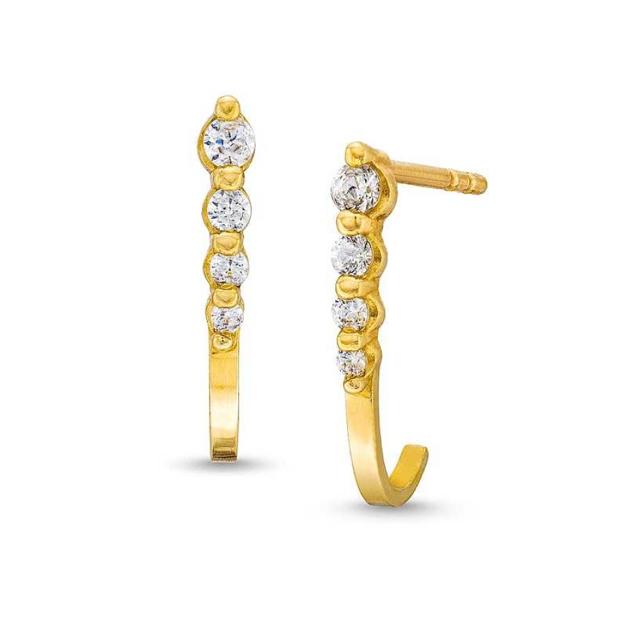 Banter 10K Gold Graduated Cz J Hoops Earrings