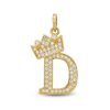 Banter Cubic Zirconia "D" Initial With Tilted Crown Necklace Charm In 10K Solid Gold Charms