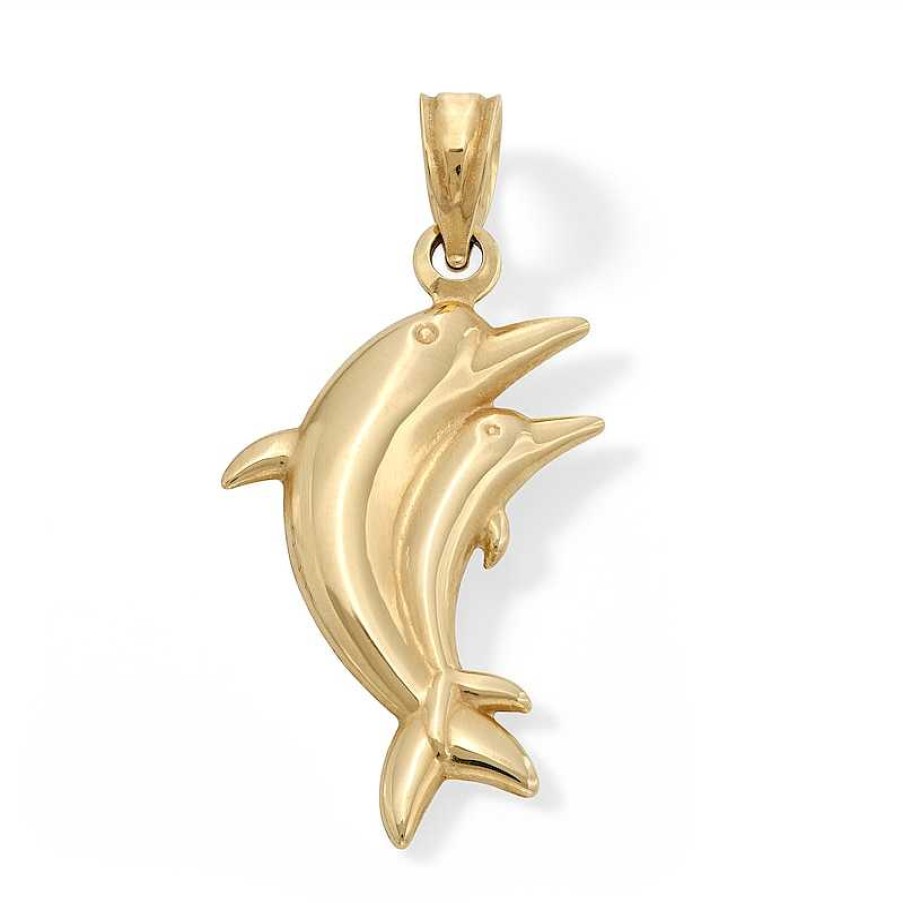 Banter 10K Hollow Gold Puff Dolphin Necklace Charm Charms