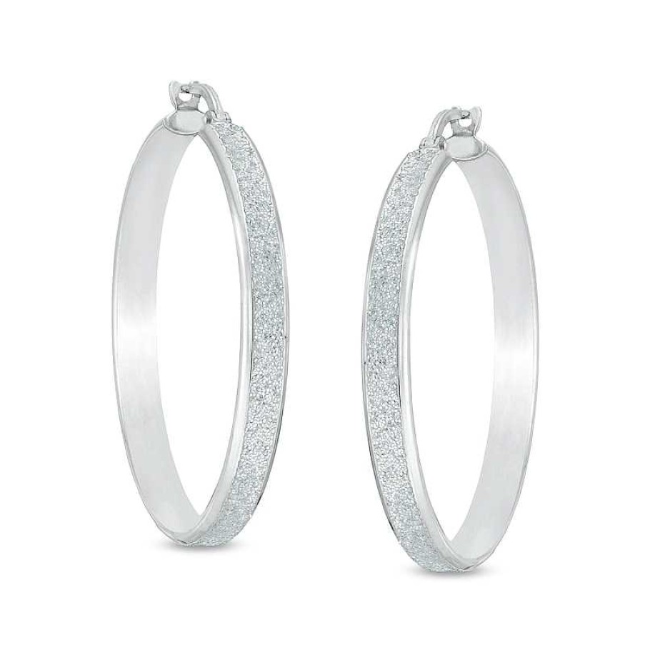 Banter 40Mm Glitter Enamel Hoop Earrings In Hollow Sterling Silver Earrings