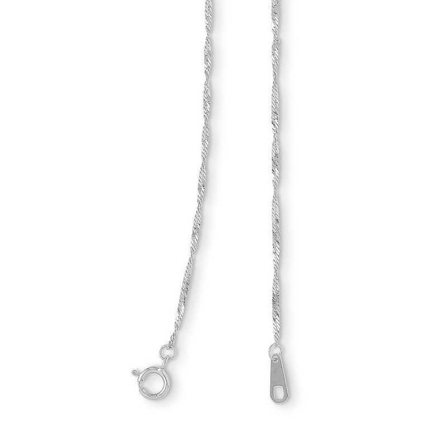 Banter 020 Gauge Singapore Chain Necklace In 10K Solid White Gold - 18" Necklaces