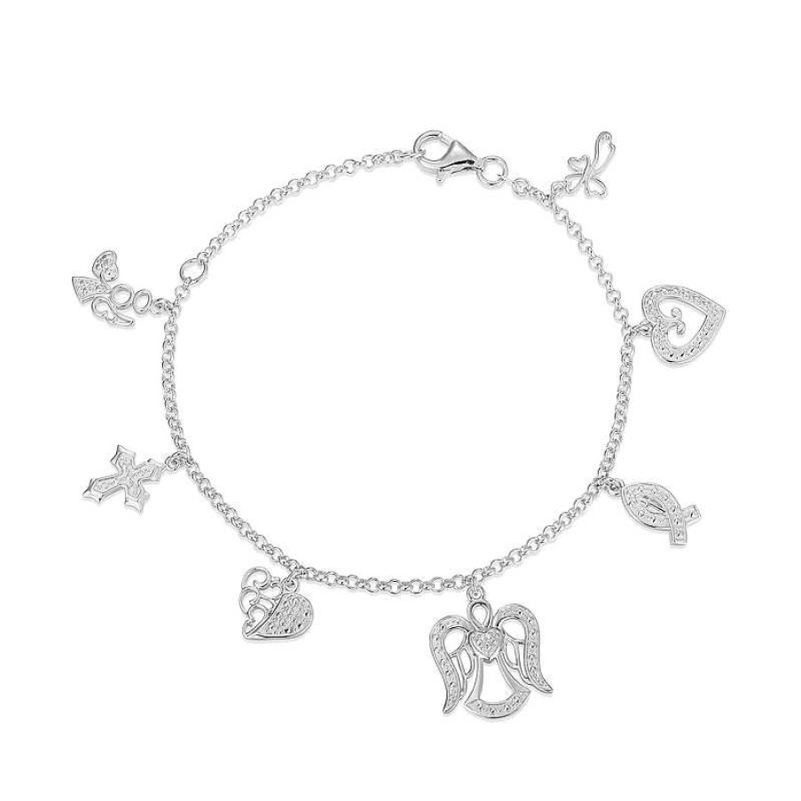 Banter Sterling Silver Diamond Accent Faith Charm Bracelet Bracelets