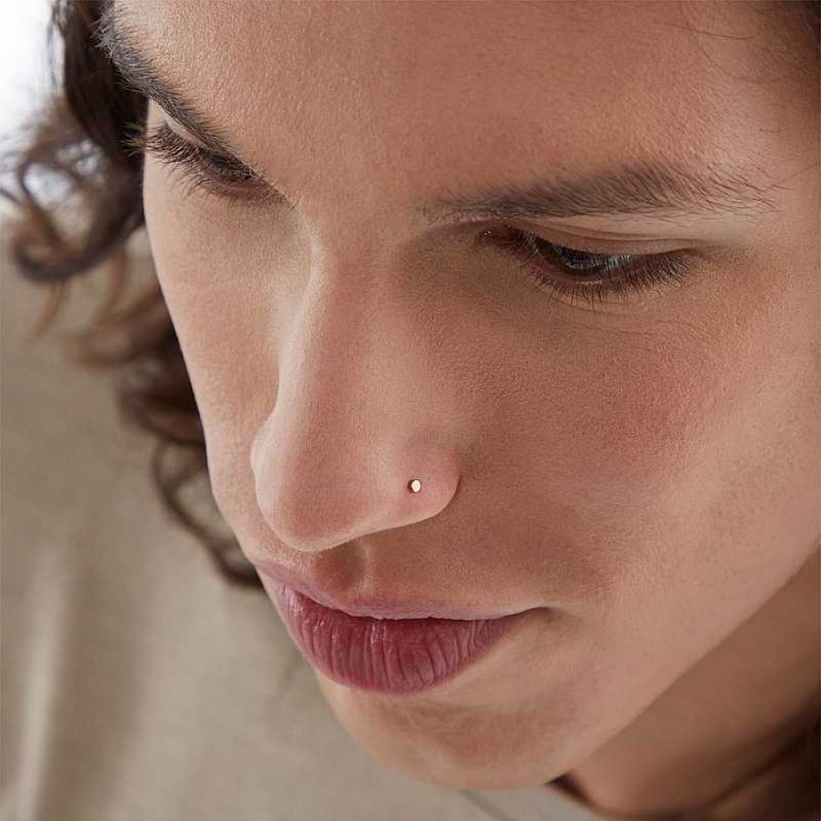 Banter 020 Gauge Crystal Nose Ring Set In Solid Sterling Silver With Rose Ion-Plate Nose