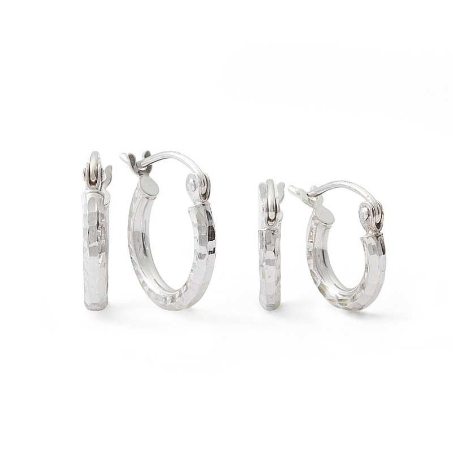 Banter Diamond-Cut Hoop Earrings Set In Hollow Sterling Silver Earrings