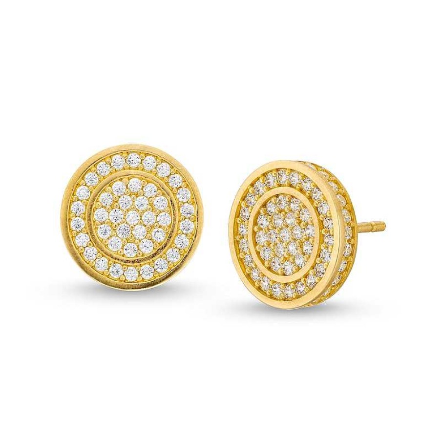 Banter 10K Solid Gold Cz Halo Round Studs Earrings