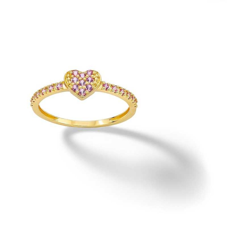 Banter 10K Solid Gold Cz Pink Heart Ring Rings