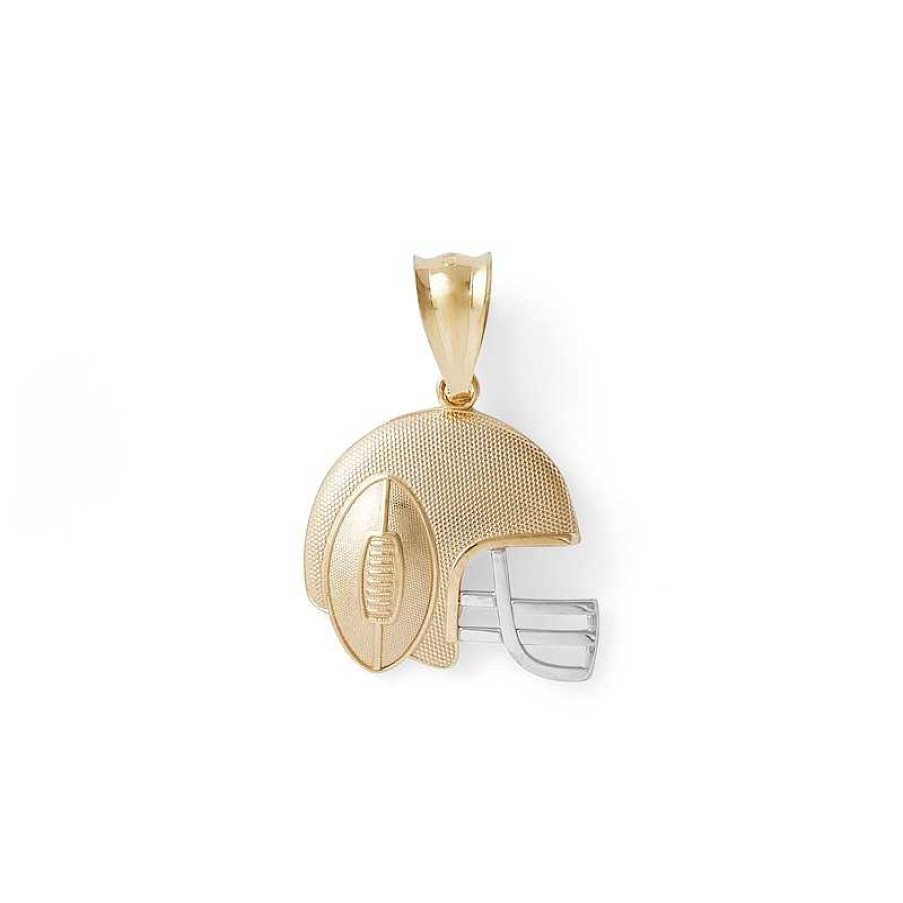 Banter Textured Football Helmet And Ball Two-Tone Necklace Charm In 10K Solid Gold Charms