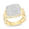 Banter 1/20 Ct. T.W. Diamond Cushion Cuban Ring In Sterling Silver With 14K Gold Plate Rings