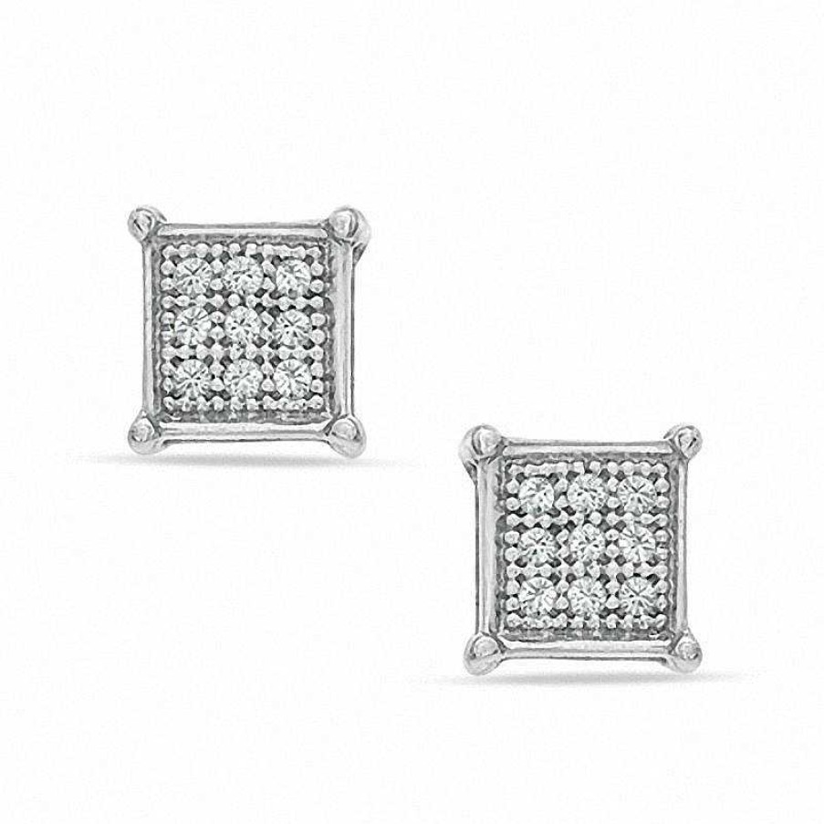 Banter Diamond Accent Square Stud Earrings In Sterling Silver Earrings