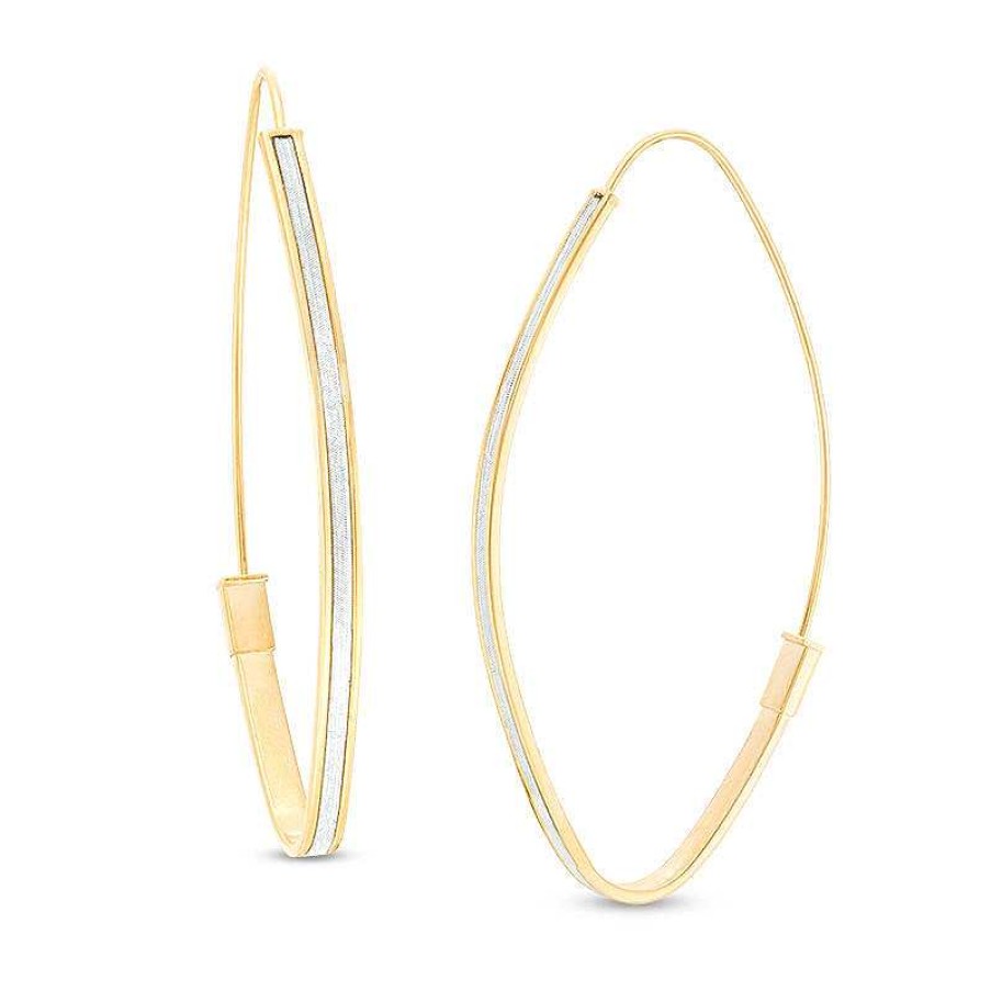 Banter Made In Italy Glitter Enamel Oval Flat Hoop Earrings In 10K Solid Gold Wire And Tube Earrings