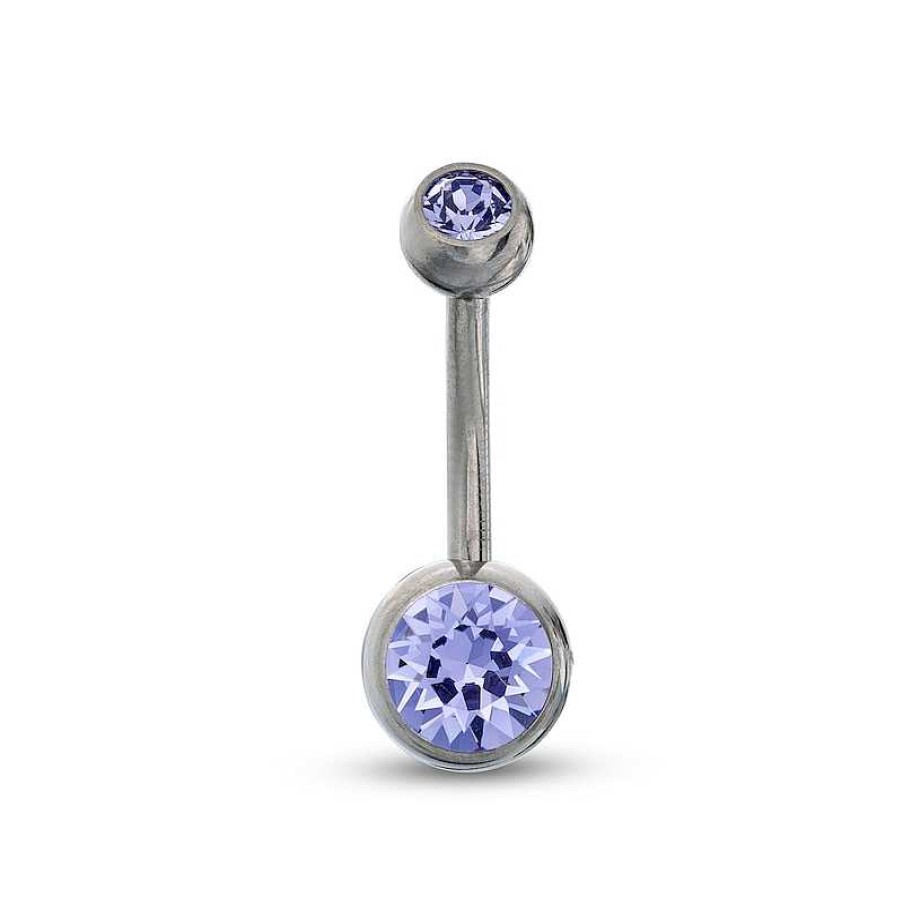 Banter Titanium Purple Crystal Belly Button Ring - 14G 7/16" Belly Button