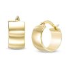 Banter 10Mm Polished Wide Huggie Hoop Earrings In 10K Gold Tube Earrings