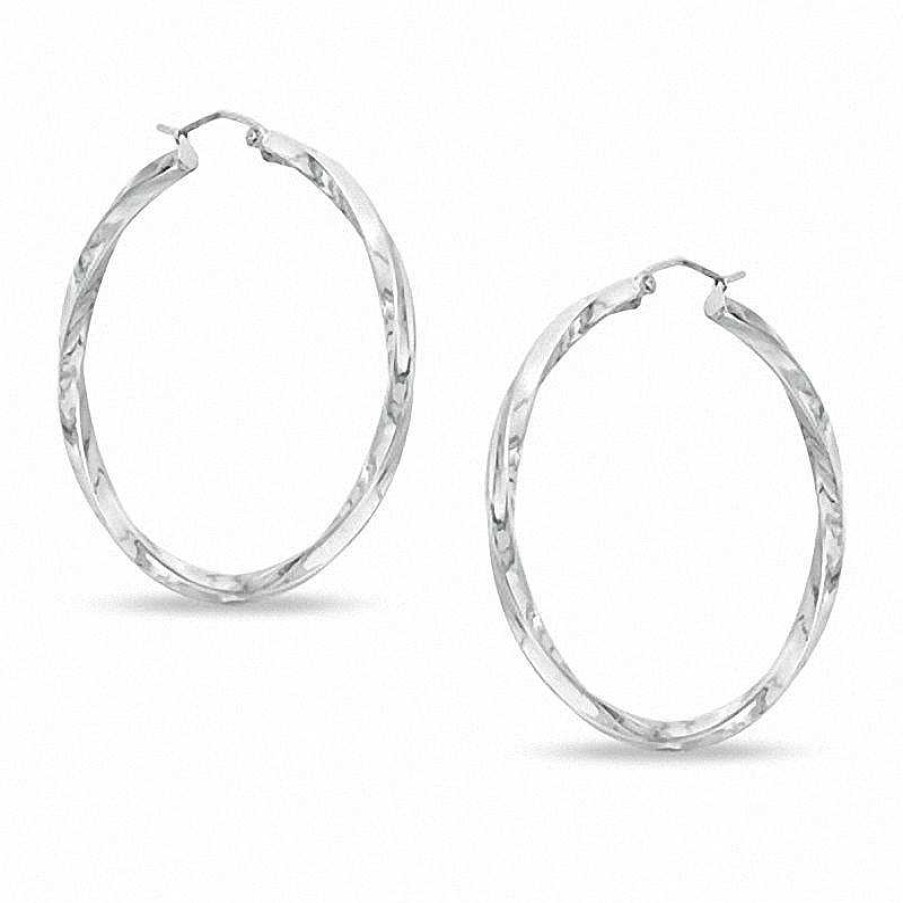 Banter 45Mm Twist Tube Hoop Earrings In Hollow Sterling Silver Earrings