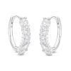 Banter Cubic Zirconia Round Five Row Huggie Hoop Earrings In Solid Sterling Silver Earrings