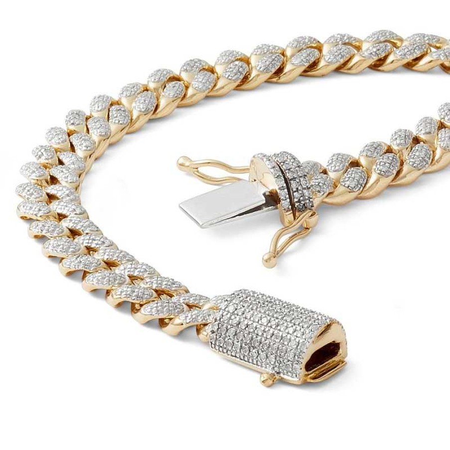 Banter 1 Ct. T.W. Diamond Pav Curb Link Bracelet In Sterling Silver With 14K Gold Plate - 8.75" Bracelets