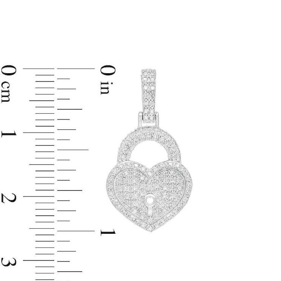 Banter 1/6 Ct. T.W. Diamond Heart-Shaped Lock Charm In Sterling Silver Charms