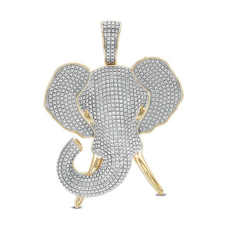 Banter 1/2 Ct. T.W. Diamond Elephant Head Necklace Charm In Sterling Silver With 14K Gold Plate Charms