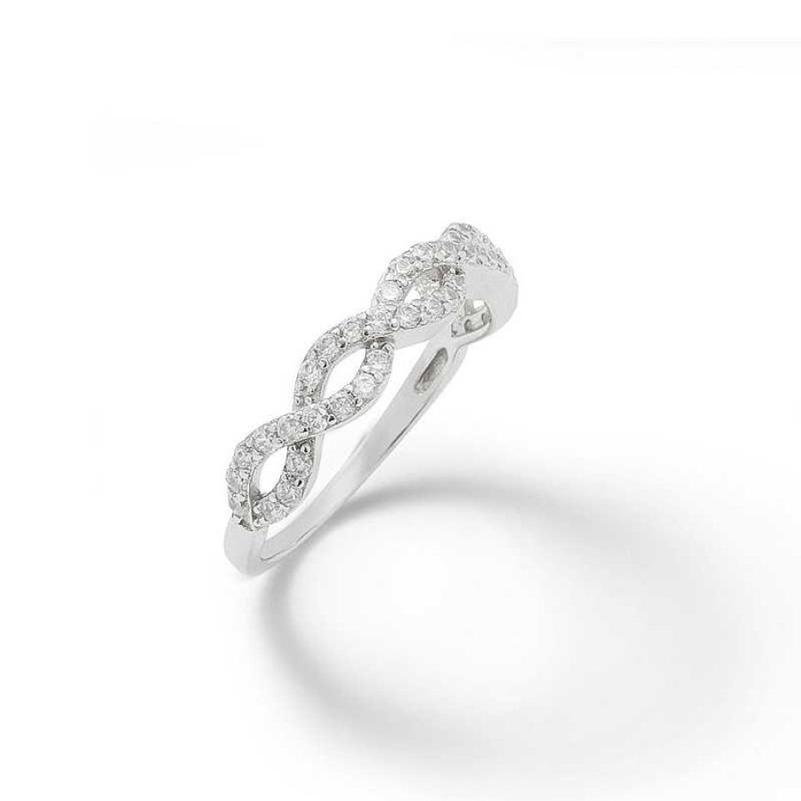 Banter Cubic Zirconia Loose Braid Ring In Sterling Silver - Size 7 Rings