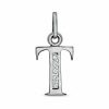 Banter Cubic Zirconia Small Initial "T" Charm In Sterling Silver Charms