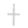 Banter Cubic Zirconia Floral Cluster Cross Necklace Charm In Solid Sterling Silver Charms