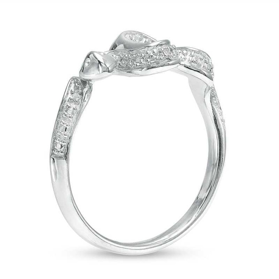 Banter Diamond Accent Sideways Snake Ring In Sterling Silver Rings