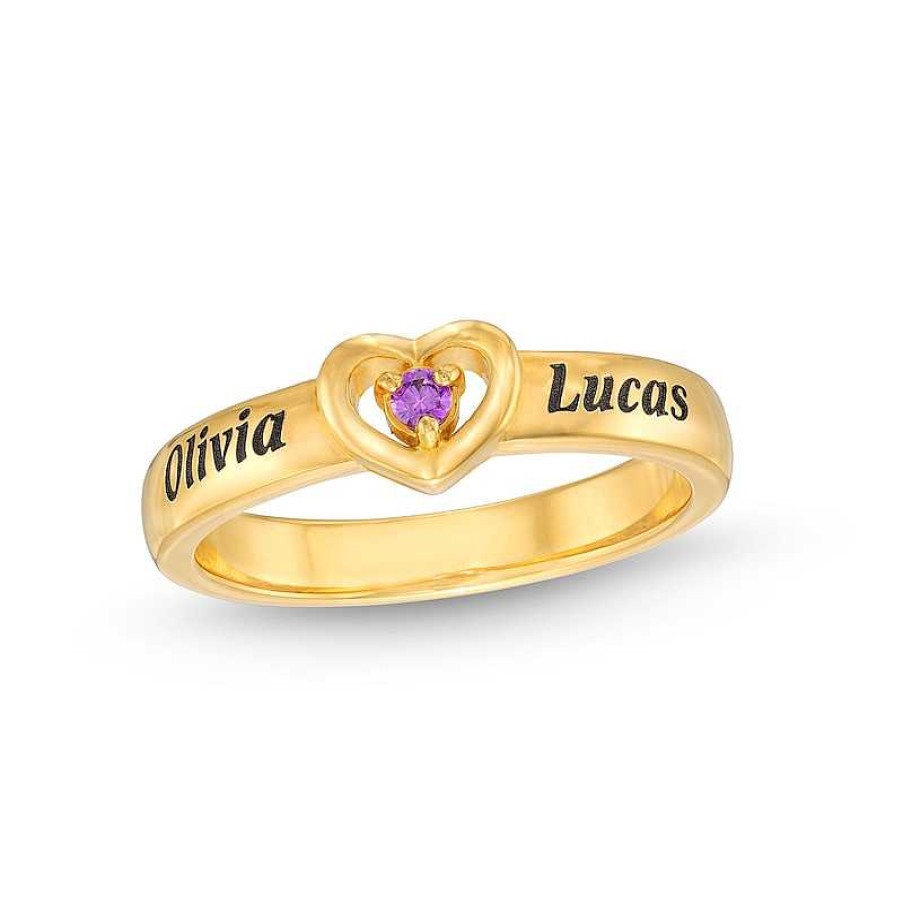 Banter Engravable Two Name Heart Ring In Sterling Silver With 14K Gold Plate Rings