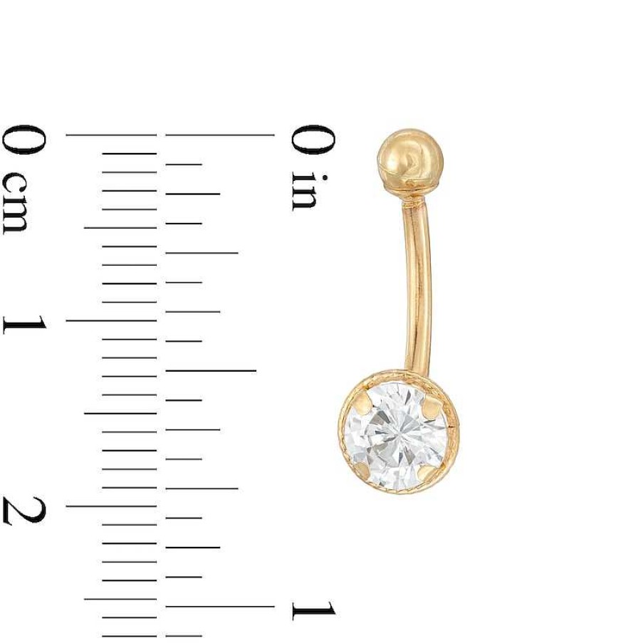 Banter 10K Semi-Solid Gold Cz Bezel-Set Belly Button Ring - 14G Belly Button