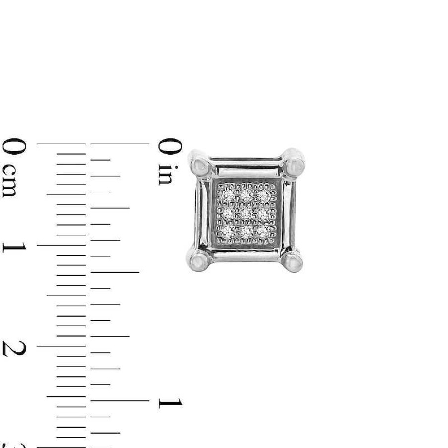 Banter Diamond Accent Pav Square Earrings In Sterling Silver Earrings