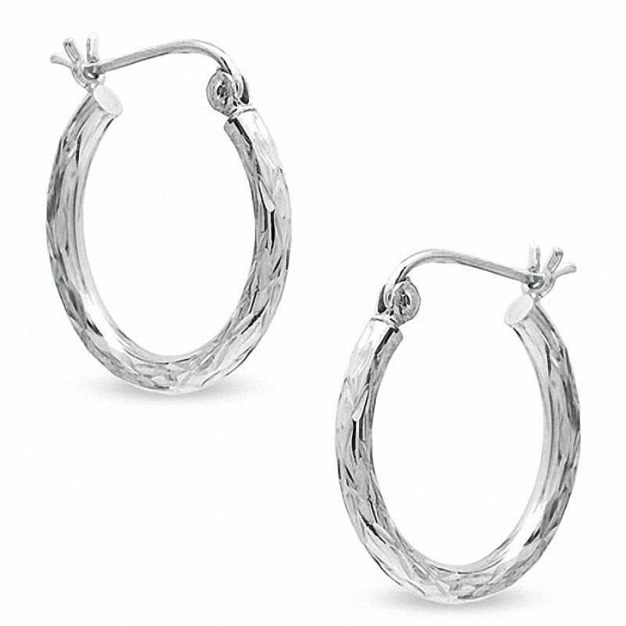 Banter 10K White Gold 17Mm Diamond-Cut Hoop Earrings Earrings